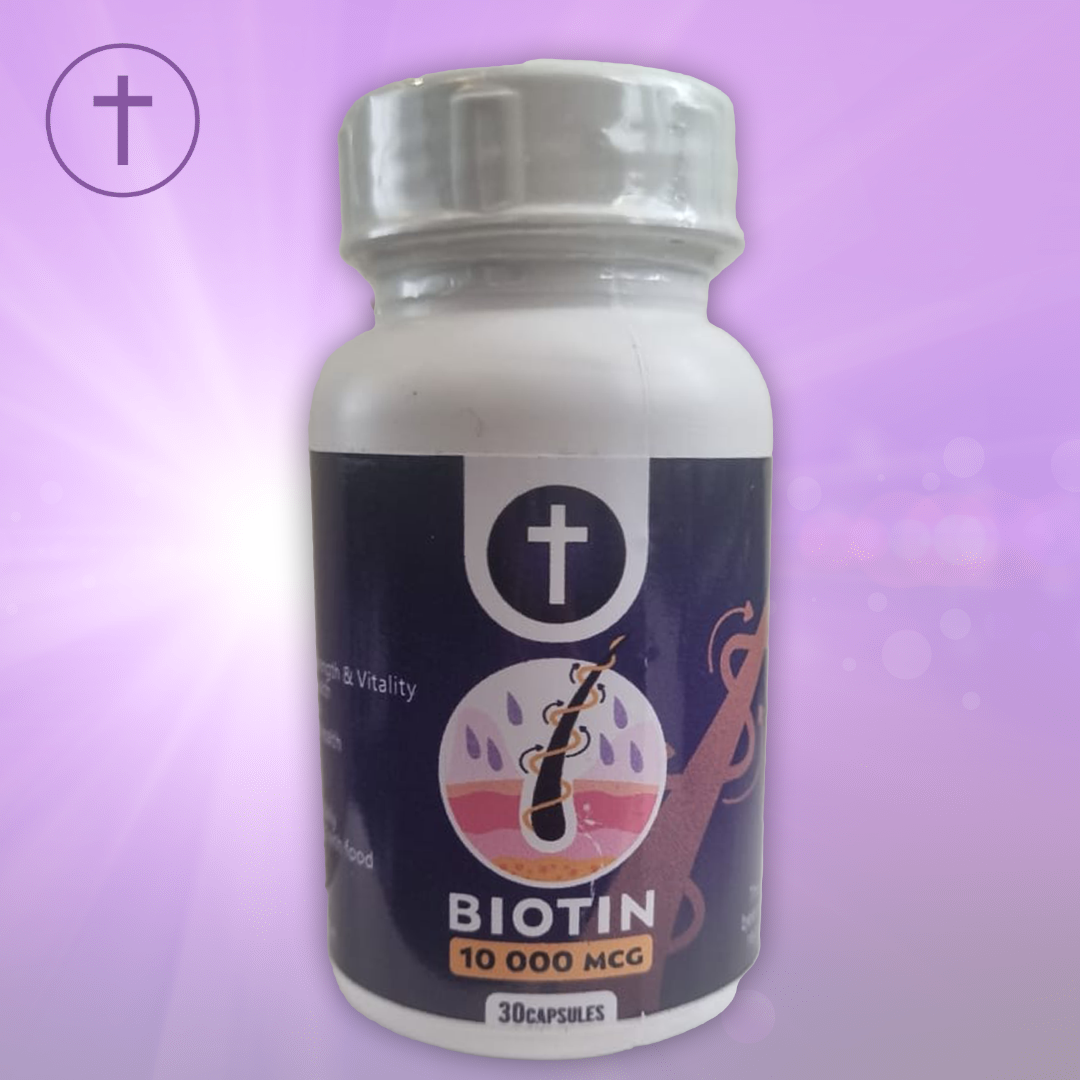 Biotin 10,000mcg Capsules 30 Caps - Hair, Skin & Nail Support | Purple Cushhh SA