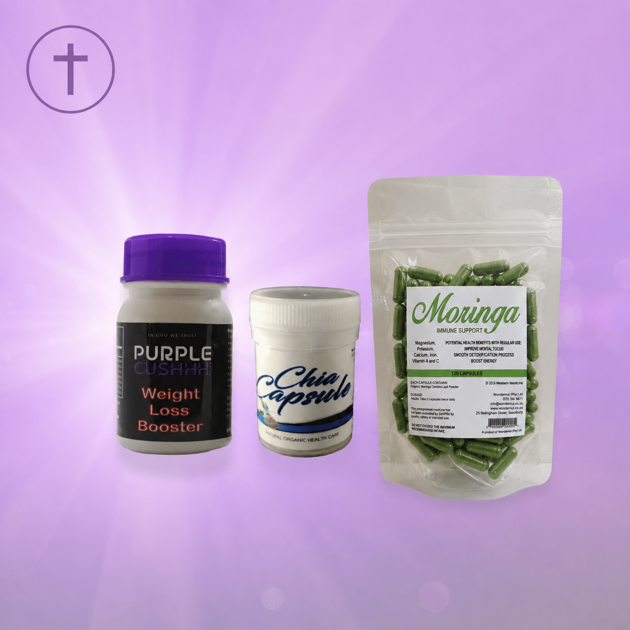 Gut Health & Nutrition Combo - Chia Omega-3, Detox Boost & Moringa Superfood | Purple Cushhh SA