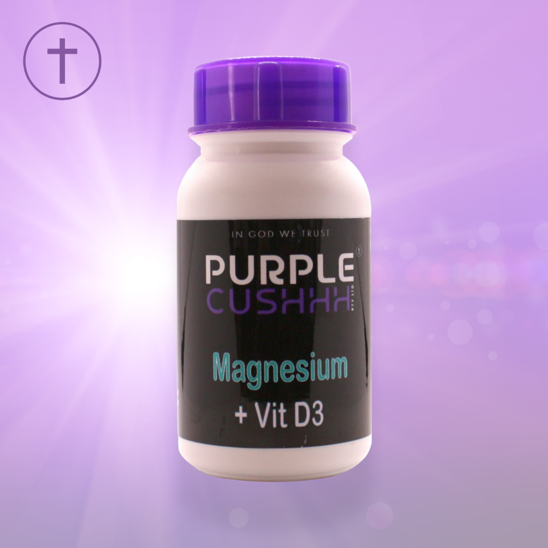 Purple Cushhh Magnesium + Vit D3 60 Capsules - Muscle, Bone & Energy Support