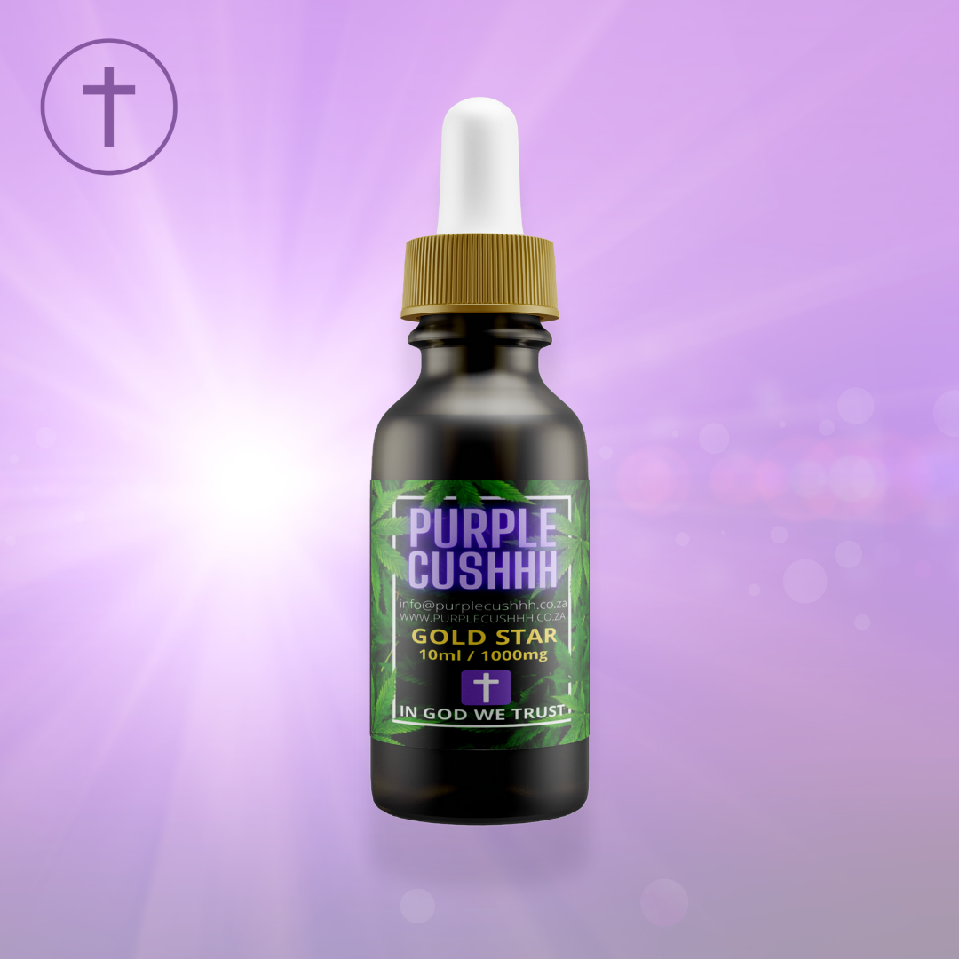 Purple Cushhh Gold Star CBD Oil - 1000mg Balanced CBD + FECO | 50/50 Ratio | Premium Strength | Purple Cushhh SA